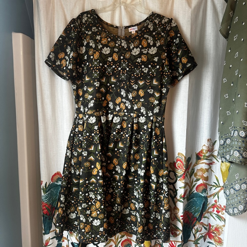 LuLaRoe green Floral Dress